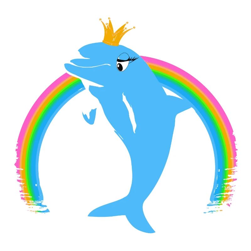 Rainbow Dolphin Golden Crown Blue