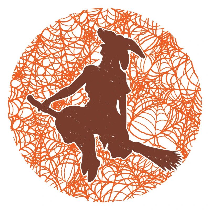 Spooky Spider Web Witchcraft Broomstick Halloween