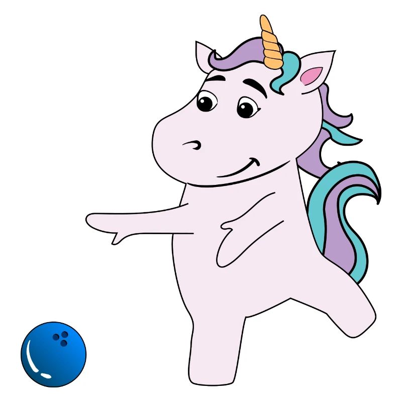 Einhorn spielt Bowling