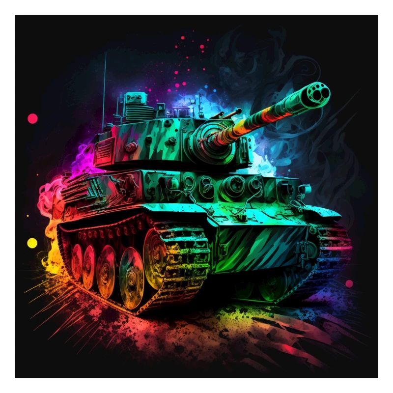 Kampfpanzer im Neonlicht, stark und robust