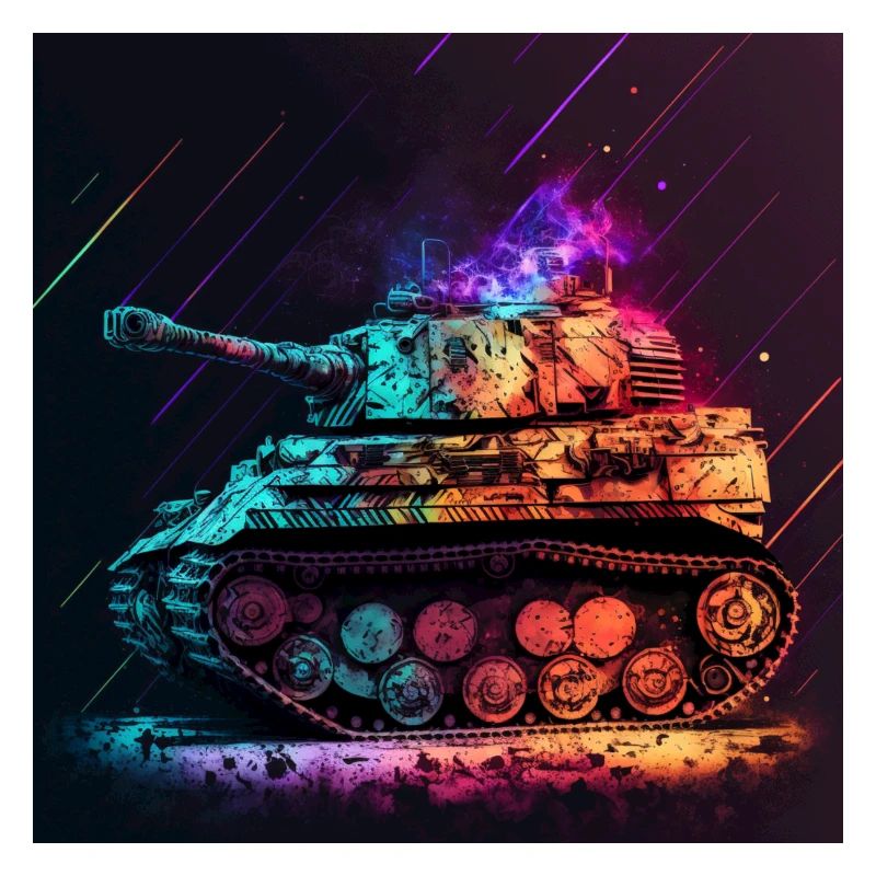Char de combat principal aux couleurs néon cool