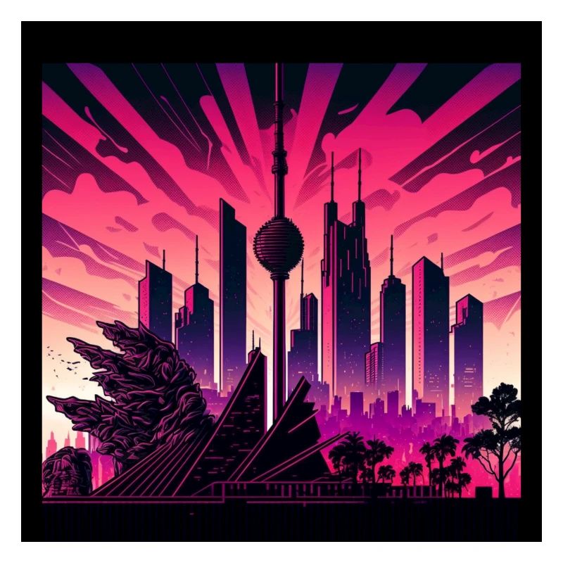 Skyline de Berlin dans la lumière du soir Optique rétro-ondes