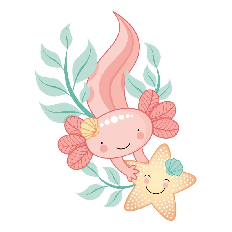 Axolotl with starfish