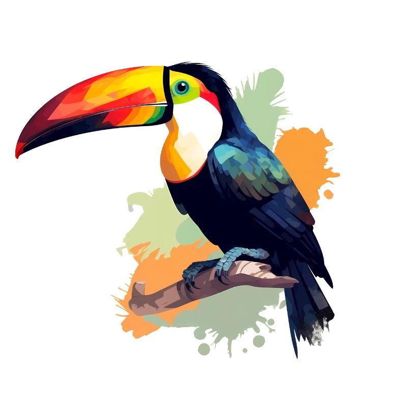 Toucan vert orange éclaboussure de couleur