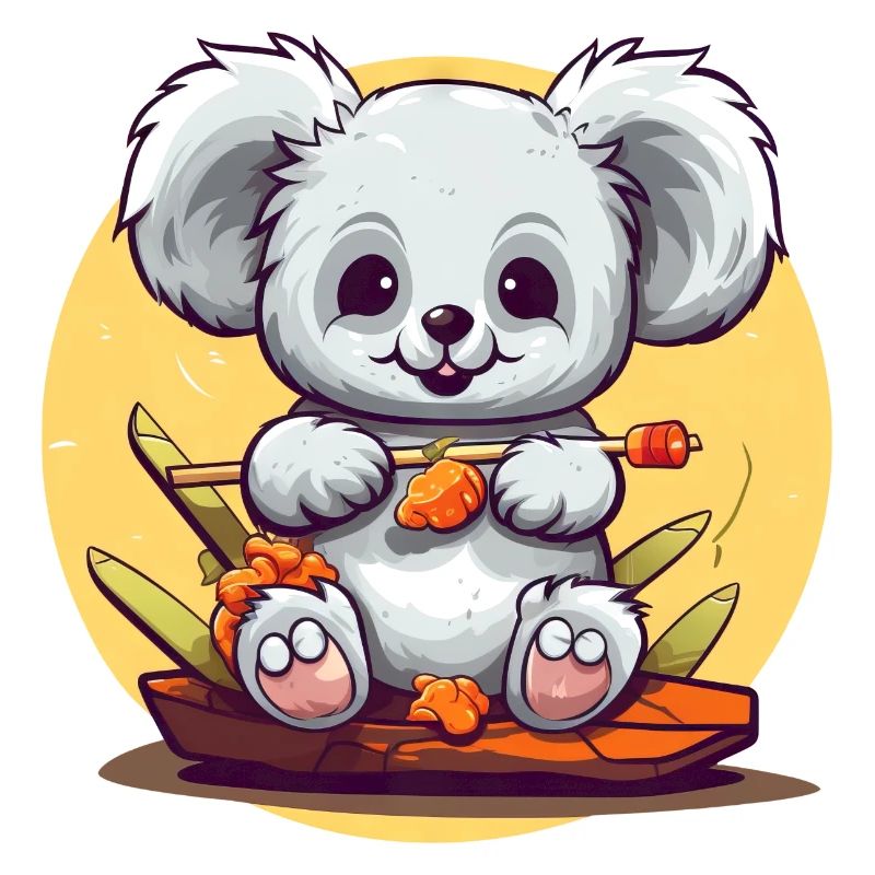 Clumsy koala with sushi
