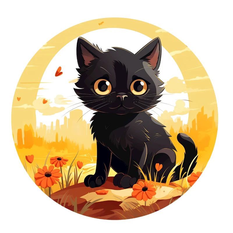 Mignon petit chat noir en vacances d’été