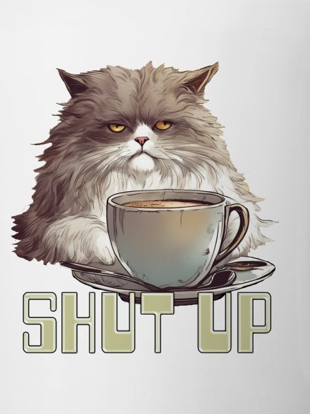 Grumpy coffee cat shut up!