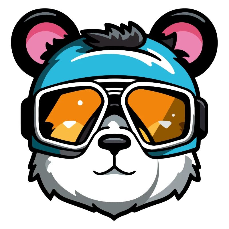 Ski Bear Snowboarder Comic