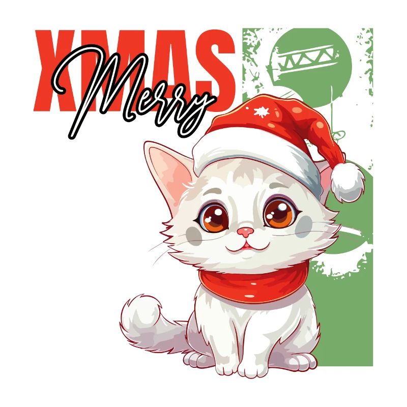 Chat Noël Joyeux Miaou Catmas Laide Mignon