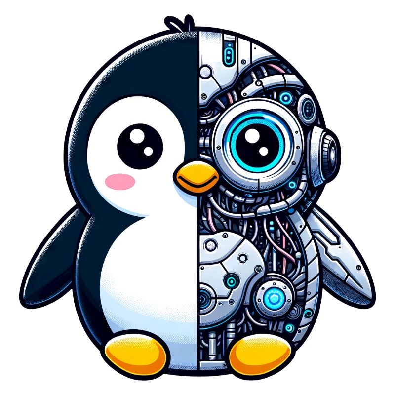Mignon pingouin cyborg robot