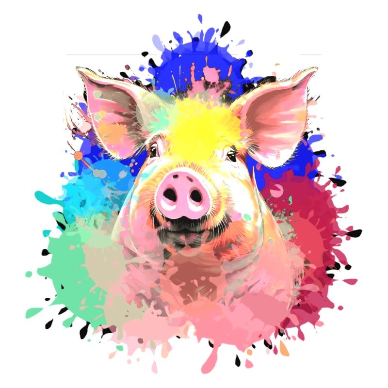 Schwein, bunt, farbkleckse, Malerei