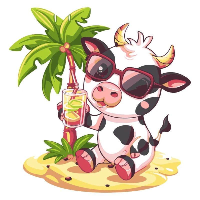 Vache, Île, Été, Palm