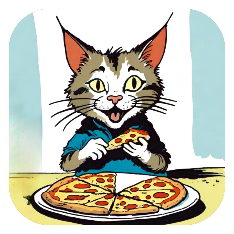 Le chat adore la pizza