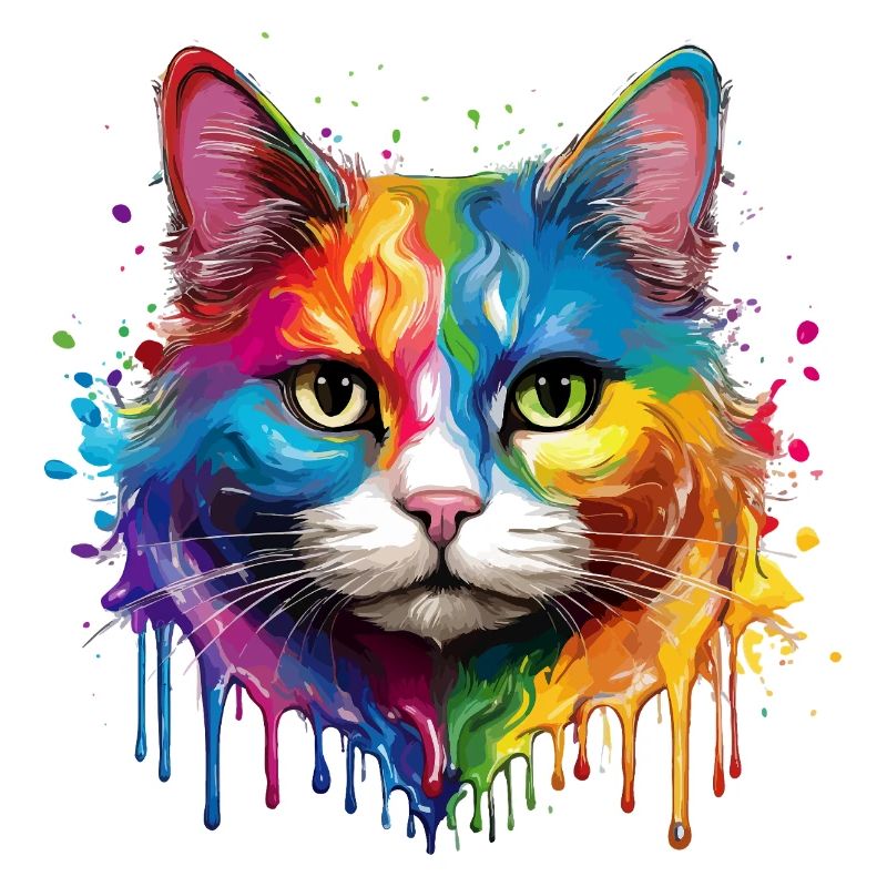 Portrait à l’aquarelle de chat arc-en-ciel
