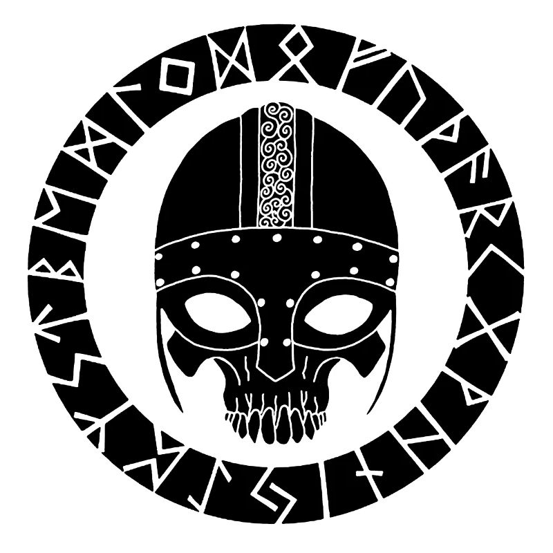 Crâne noir et runes vikings