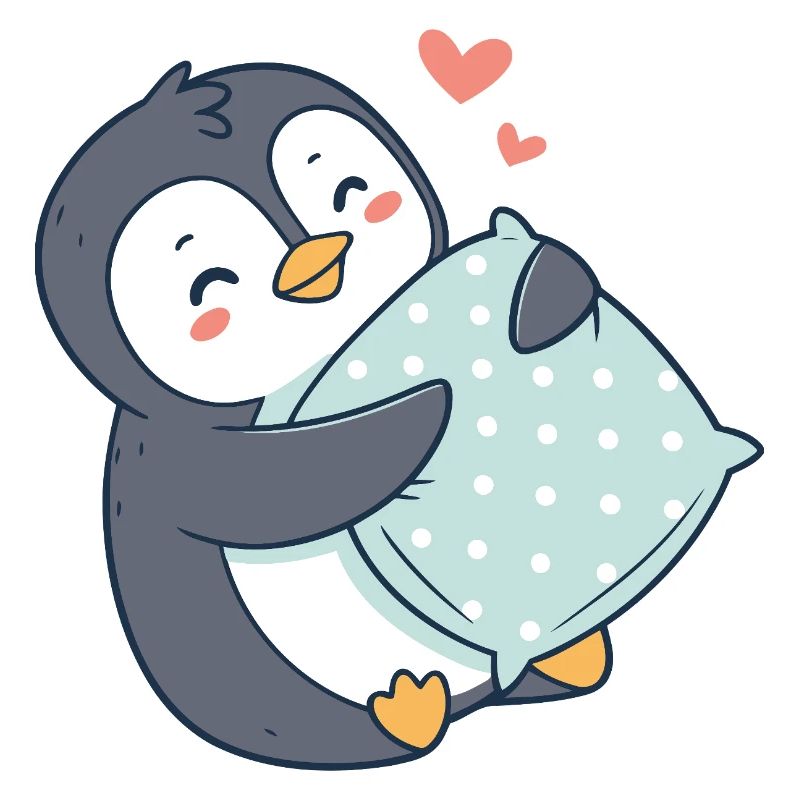 Cuddly Penguin and Polka Dot Pillow