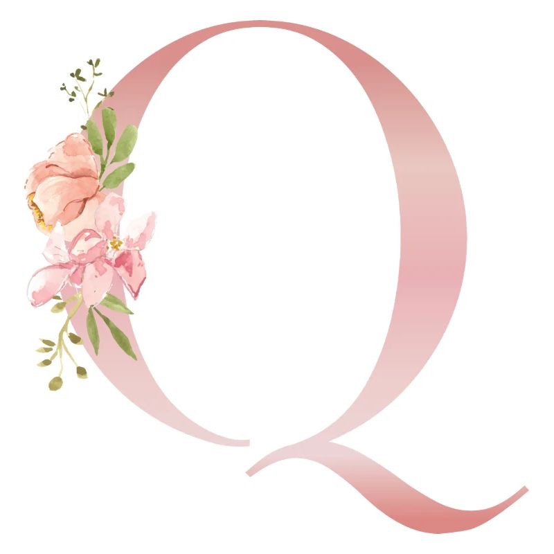 Pastel Q Floral Monogram