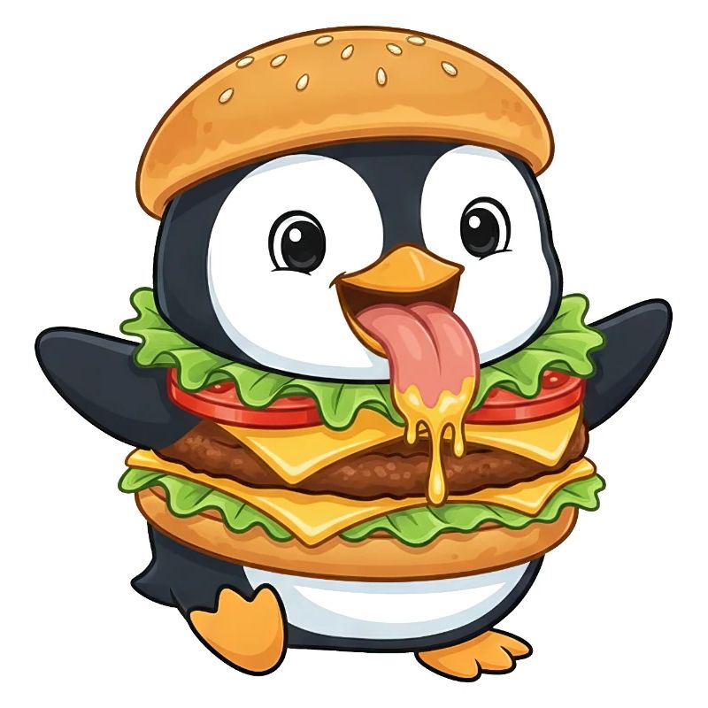 Mignon Pingouin Cartoon Cheeseburger