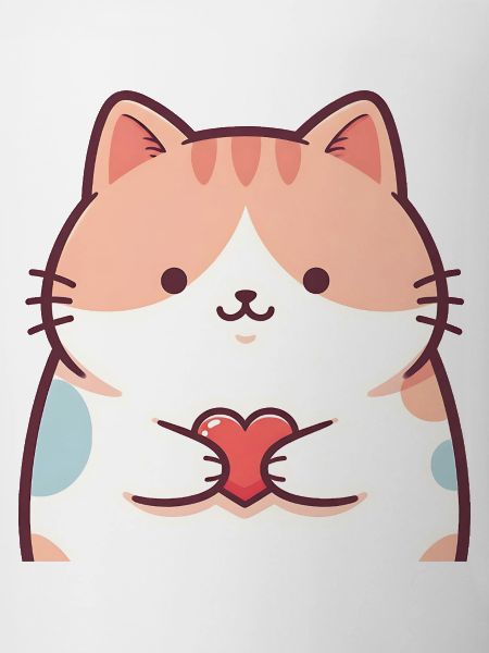 Cuddly Kitten Heart Cartoon Cat