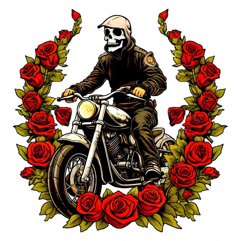 Roses squelette moto