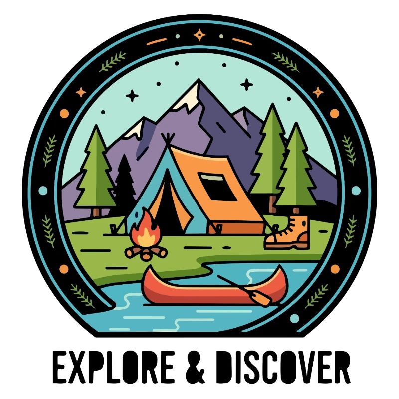 Camping près du lac Logo de camping nature sauvage