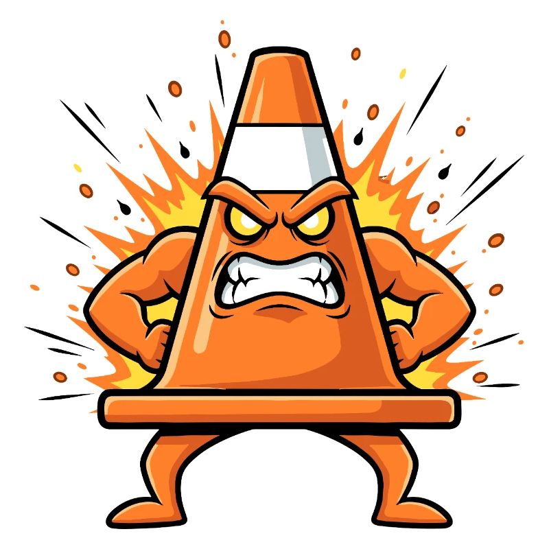 Angry Cone Cartoon