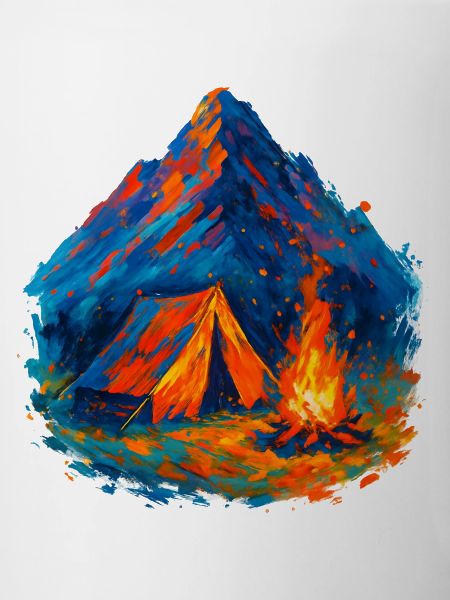 Bergzelt im Flammenmeer