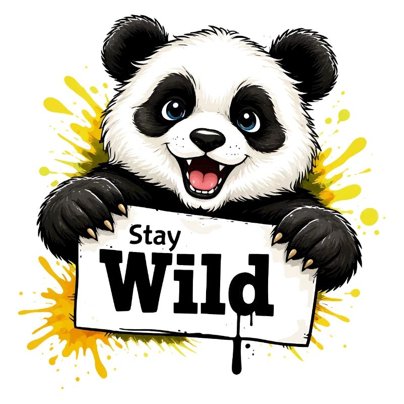 Panda Graffiti Illustration Stay Wild 