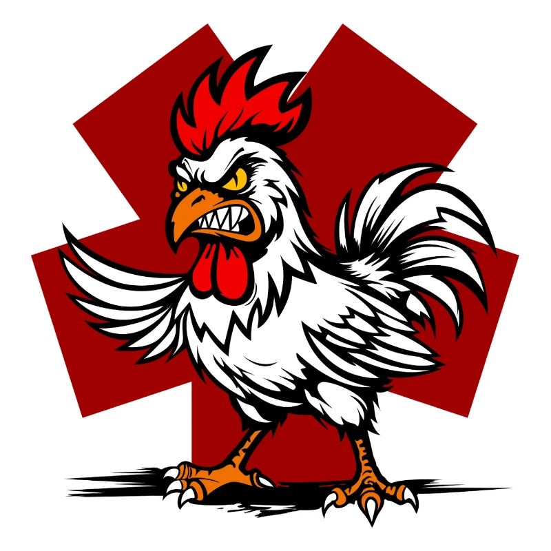 Combative rooster with yellow eyes
