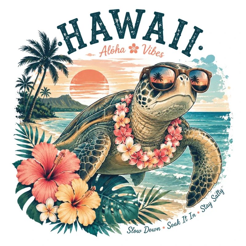 Hawaiian turtle with sunglasses