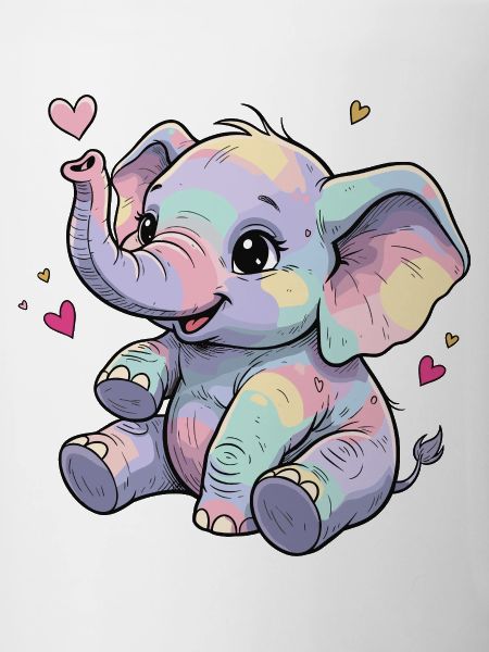 Pastel Elephant Cuddly Heart