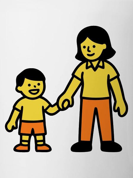 Kindergarten teacher child hand logo