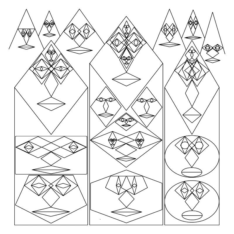 Three Tower Faces with Mountain Faces