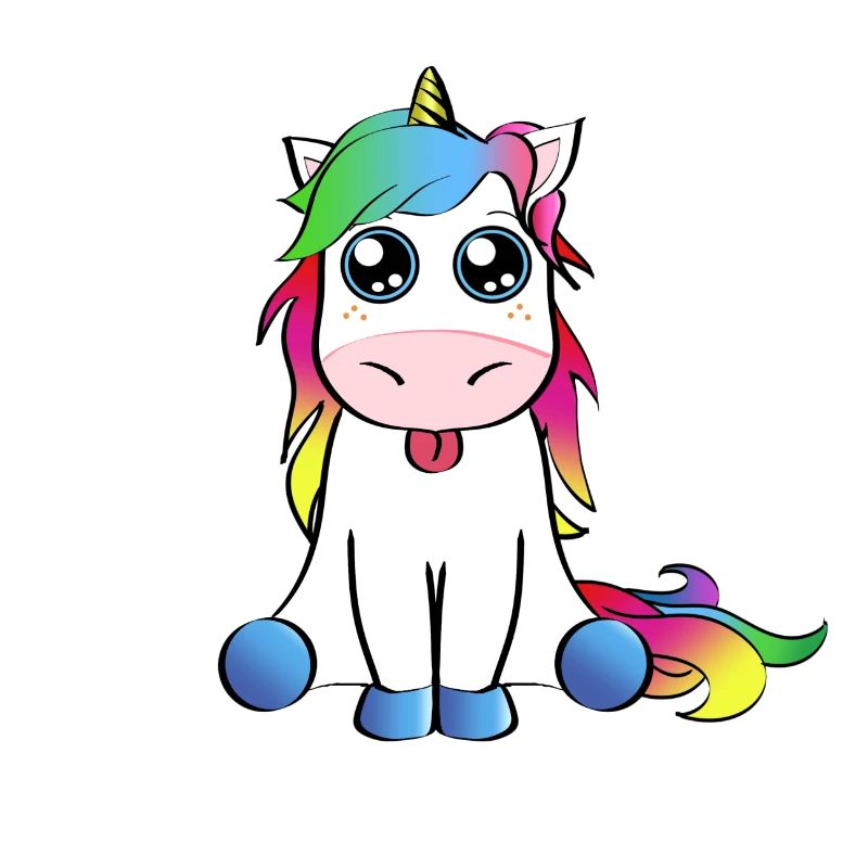 Regenbogen Einhorn Geschenkidee streckt Zunge raus