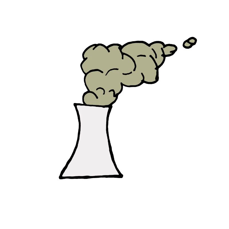 Centrale électrique, cheminée, fumée, pollution