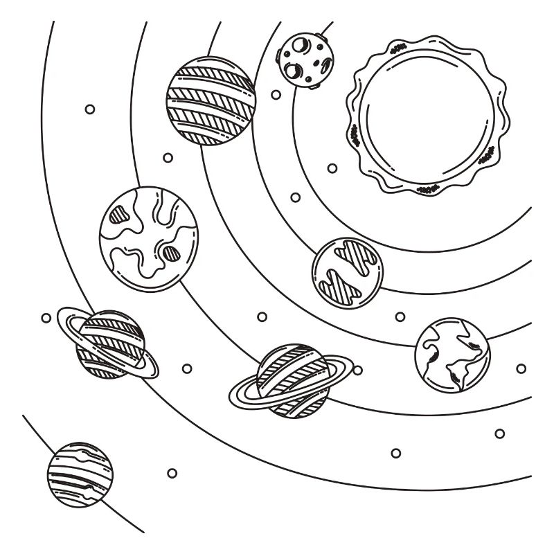 Graphique linéaire du système solaire