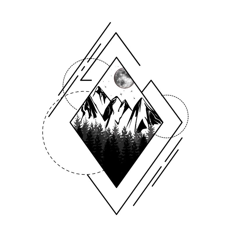 Type de géométrie paysage montagne lune forêt v1