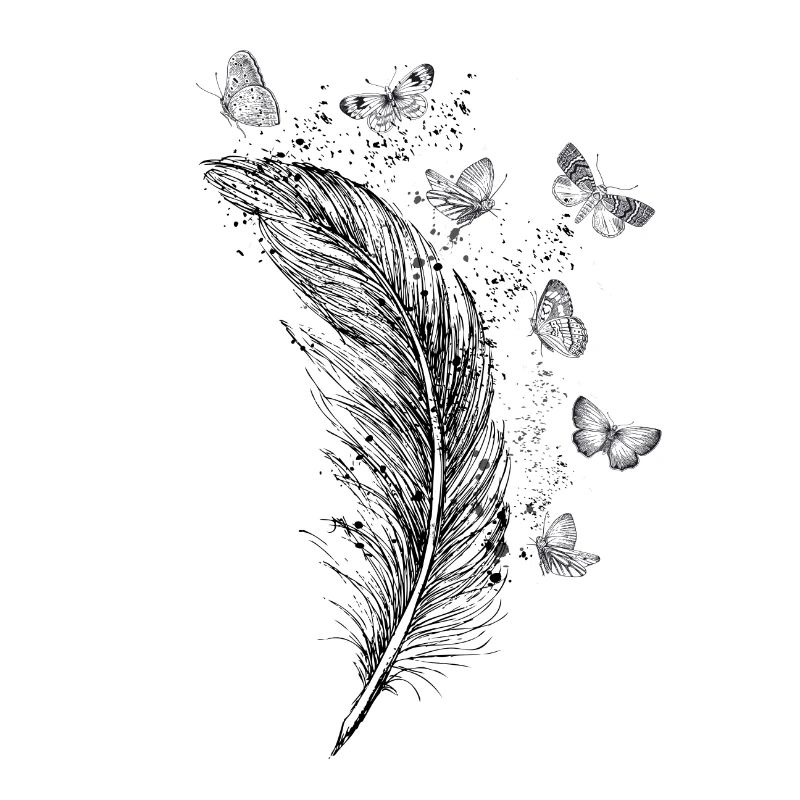 Papillons vintage plume