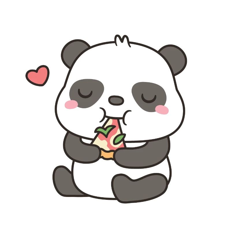 Mignon petit panda mangeant une pizza Margherita