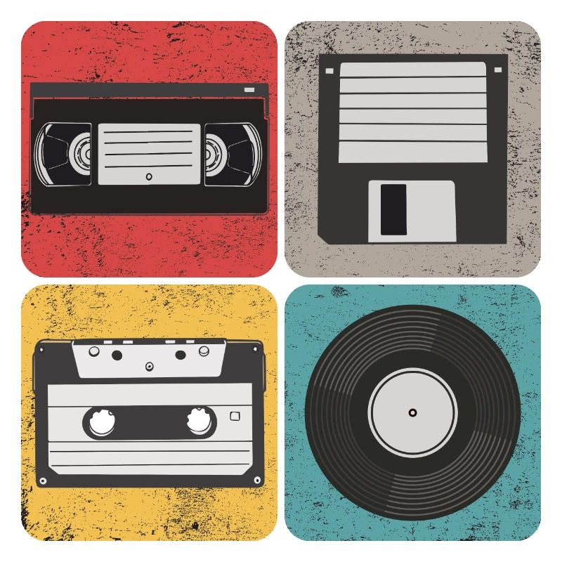 Disquette cassette vidéo Vinyle Audio-coffre Retro