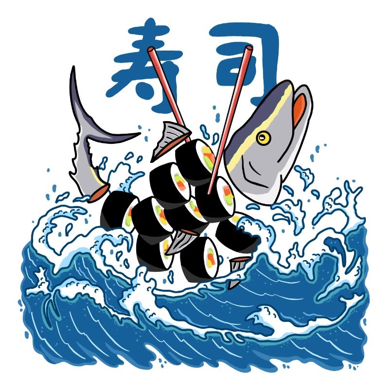 Tuna Sushi in the Wave
