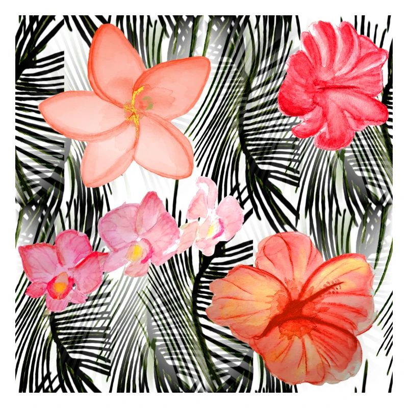 Skiair watercolor tropical flowers pattern