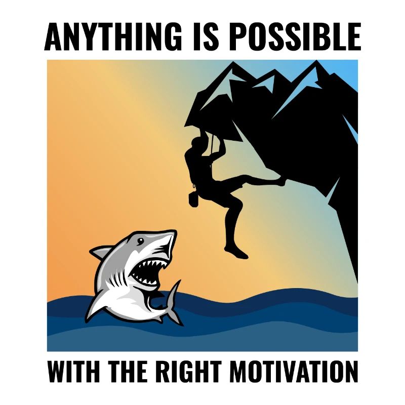Rock Climbing Bouldering Climber Shark Fish Funny