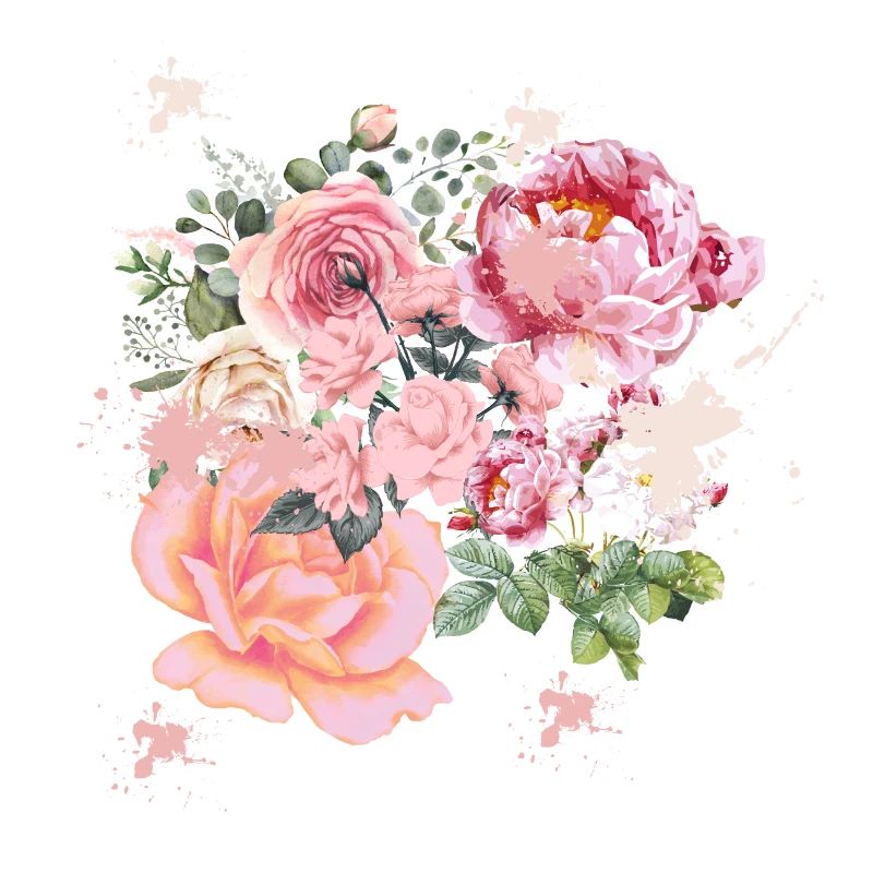 Romantik Blumen mit rosa Farbkleksen, Geschenkidee