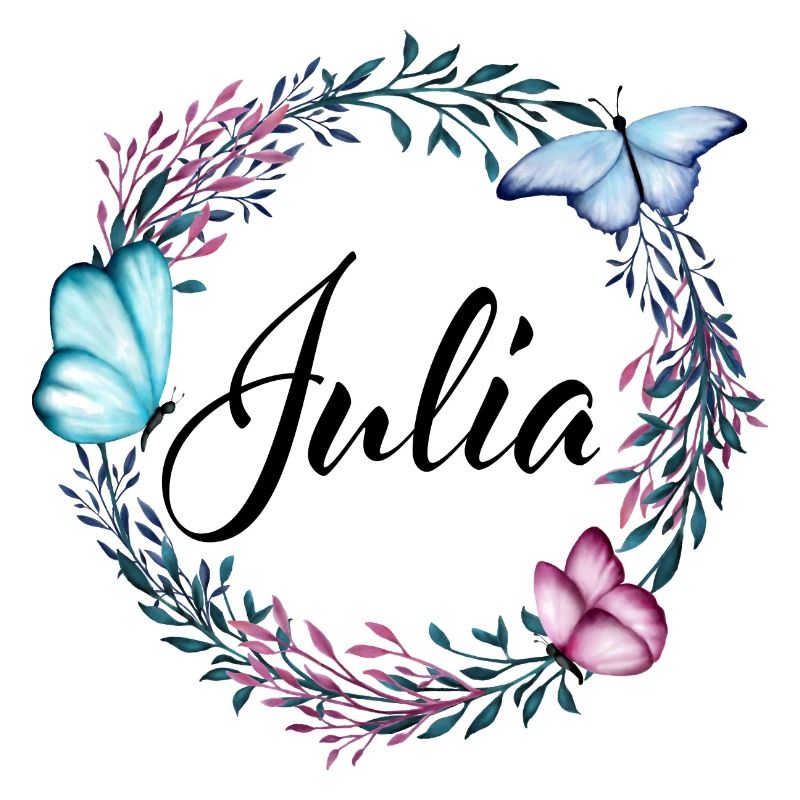 Julia, nom, lettrage, couronne de fleurs, cadeau