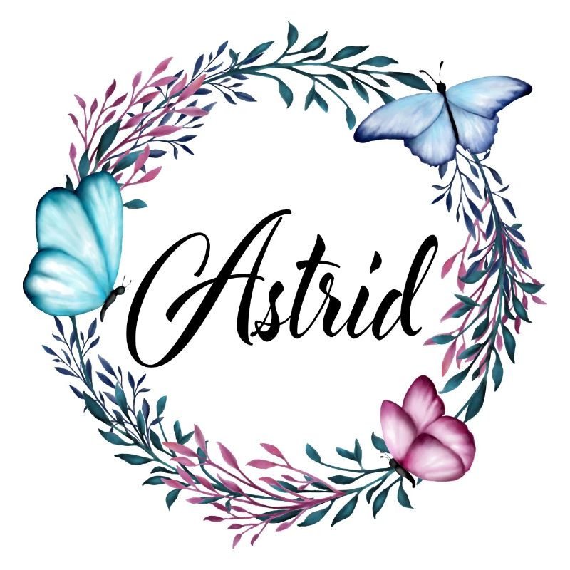 Astrid, nom, lettrage, couronne de fleurs, cadeau