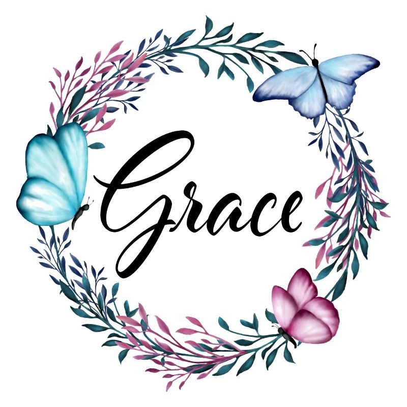 Grace, nom, lettrage, couronne de fleurs, cadeau