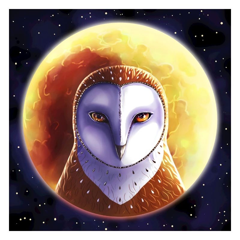 Eule vor Mond
