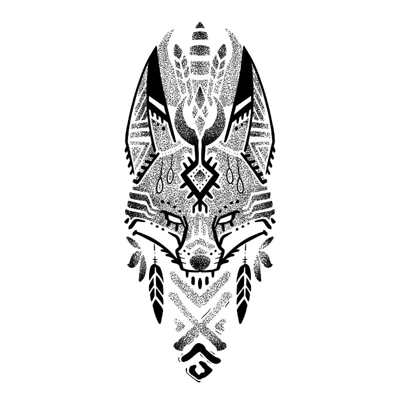 Black drowork tribal fox
