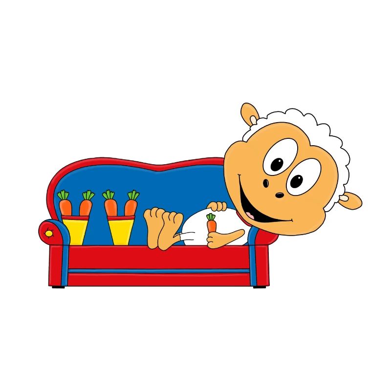 SCHAF - SHEEP - MÖHREN - GEMÜSE - ESSEN - SOFA